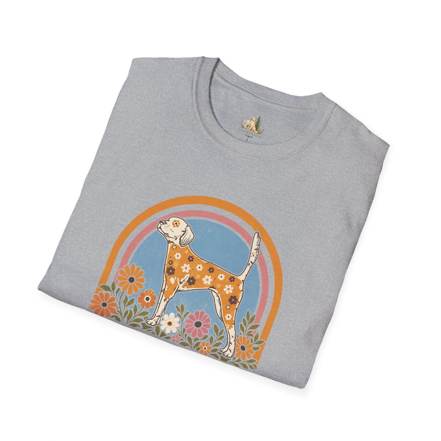Dog Floral T-Shirt — 'Fur-Rolic' Retro Rainbow Canine Tee