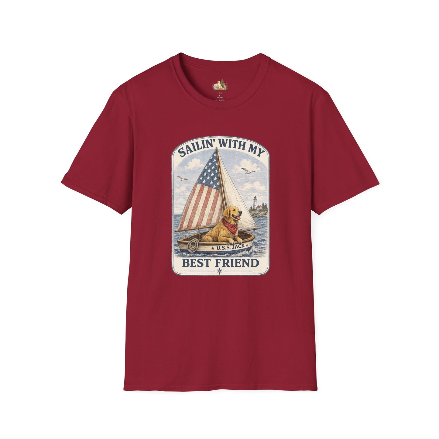 Sailin' With My Best Friend T-Shirt – Patriotic Labrador Dog Sailing Tee (Light Weight, Ultra Soft T-shirt)