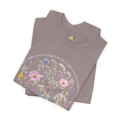 Wildflower Circle T-Shirt — Floral 'Love' Typography Tee