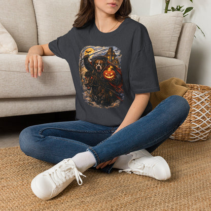 Unisex Halloween Pit Bull Headless Horseman Tee – What Tails Lurk Behind The Pines Collection