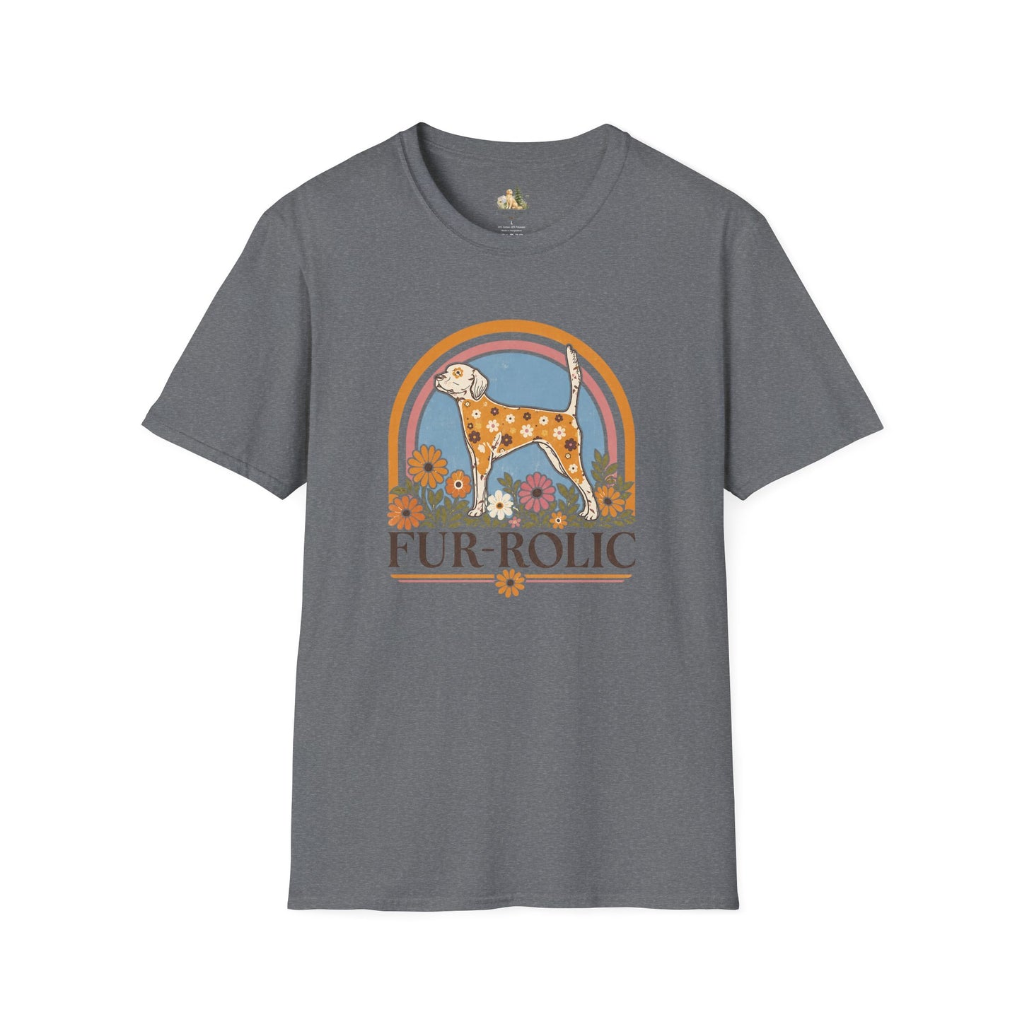 Dog Floral T-Shirt — 'Fur-Rolic' Retro Rainbow Canine Tee