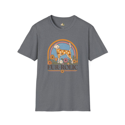 Dog Floral T-Shirt — 'Fur-Rolic' Retro Rainbow Canine Tee