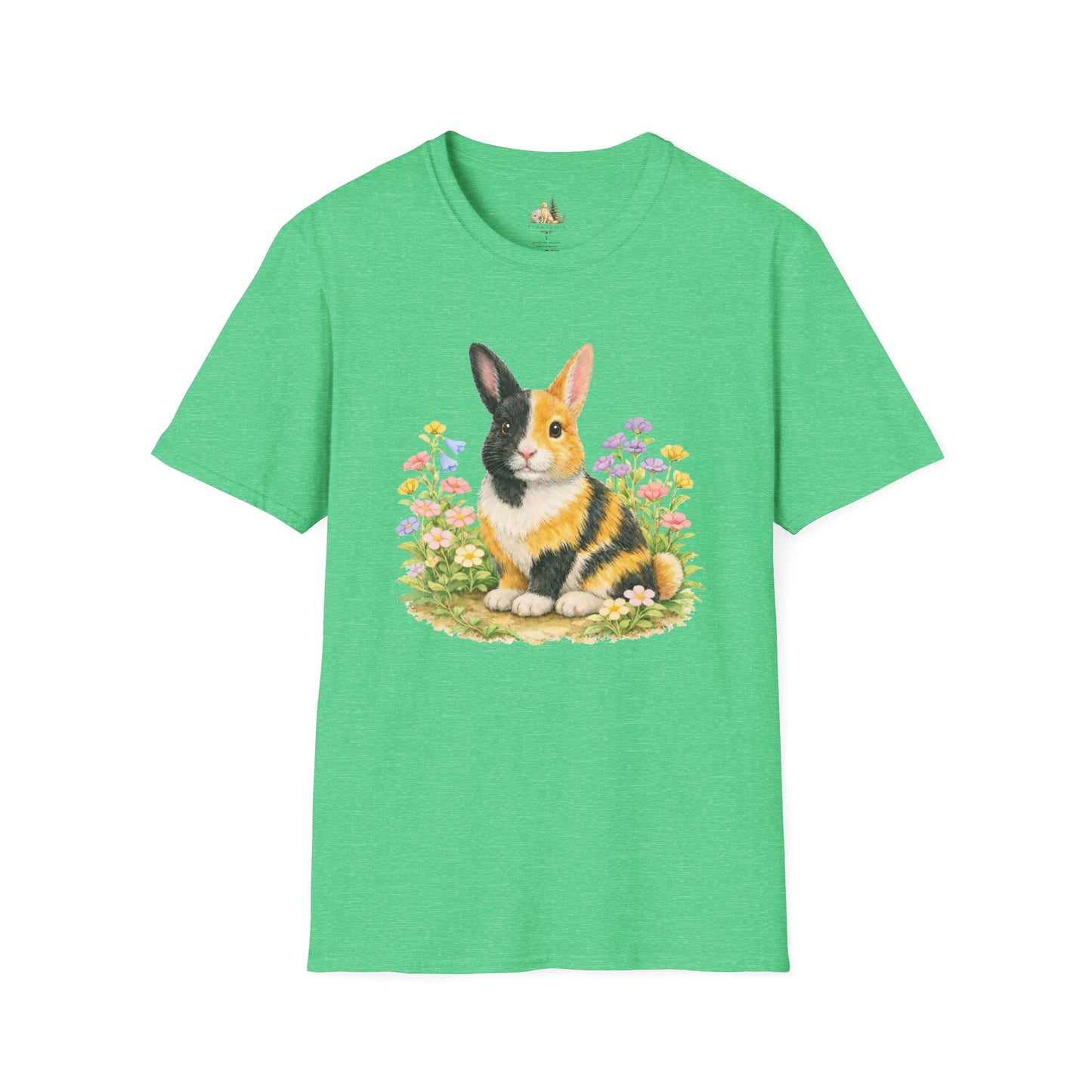 Harlequin Rabbit Floral T-Shirt (Light Weight, Ultra Soft)