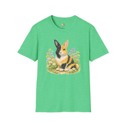Harlequin Rabbit Floral T-Shirt (Light Weight, Ultra Soft)