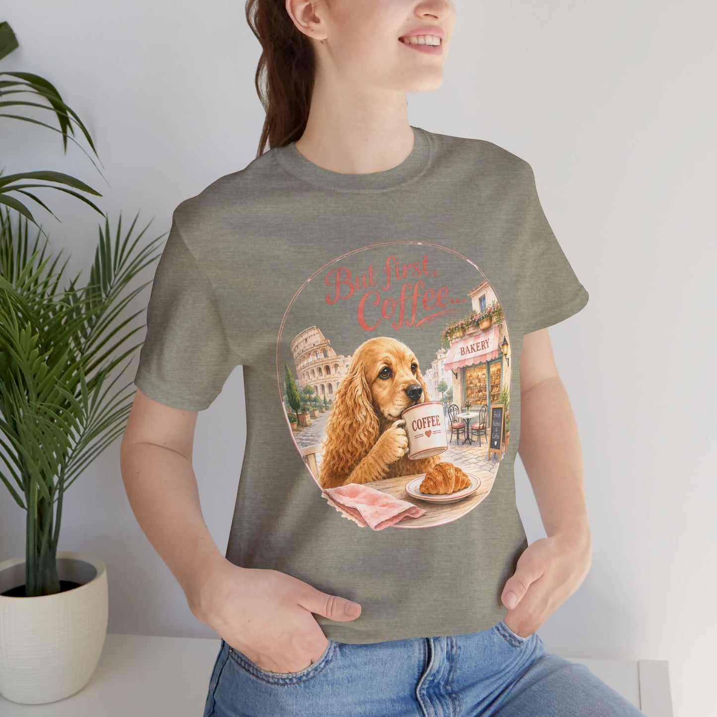But First Coffee T‑Shirt — Cute Dog Café Graphic Tee