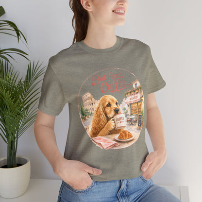 But First Coffee T‑Shirt — Cute Dog Café Graphic Tee