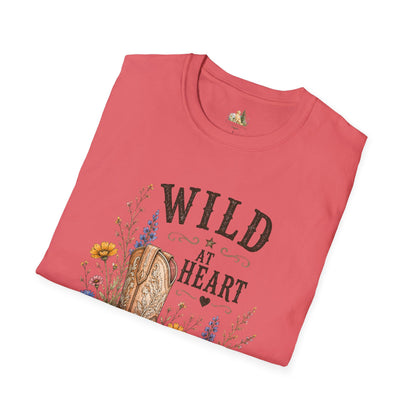 Wild at Heart Cowboy Boot T-Shirt – Floral Western Graphic Tee (Light Weight, Ultra Soft Tee)