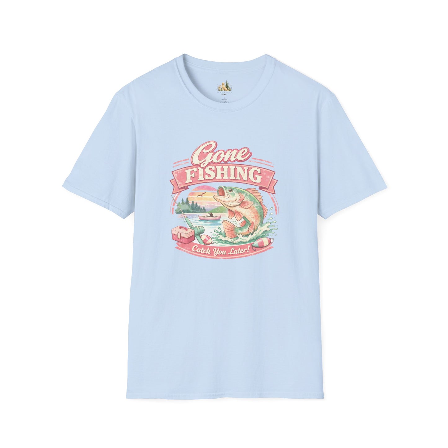 Gone Fishing T-Shirt – Retro Bass Fishing Graphic Tee (Catch You Later) Light Weight, Ultra Soft Tee