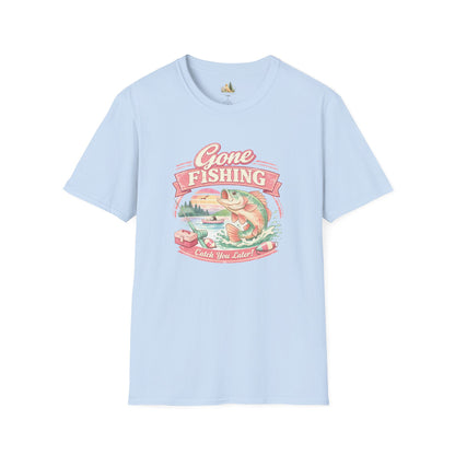 Gone Fishing T-Shirt – Retro Bass Fishing Graphic Tee (Catch You Later) Light Weight, Ultra Soft Tee