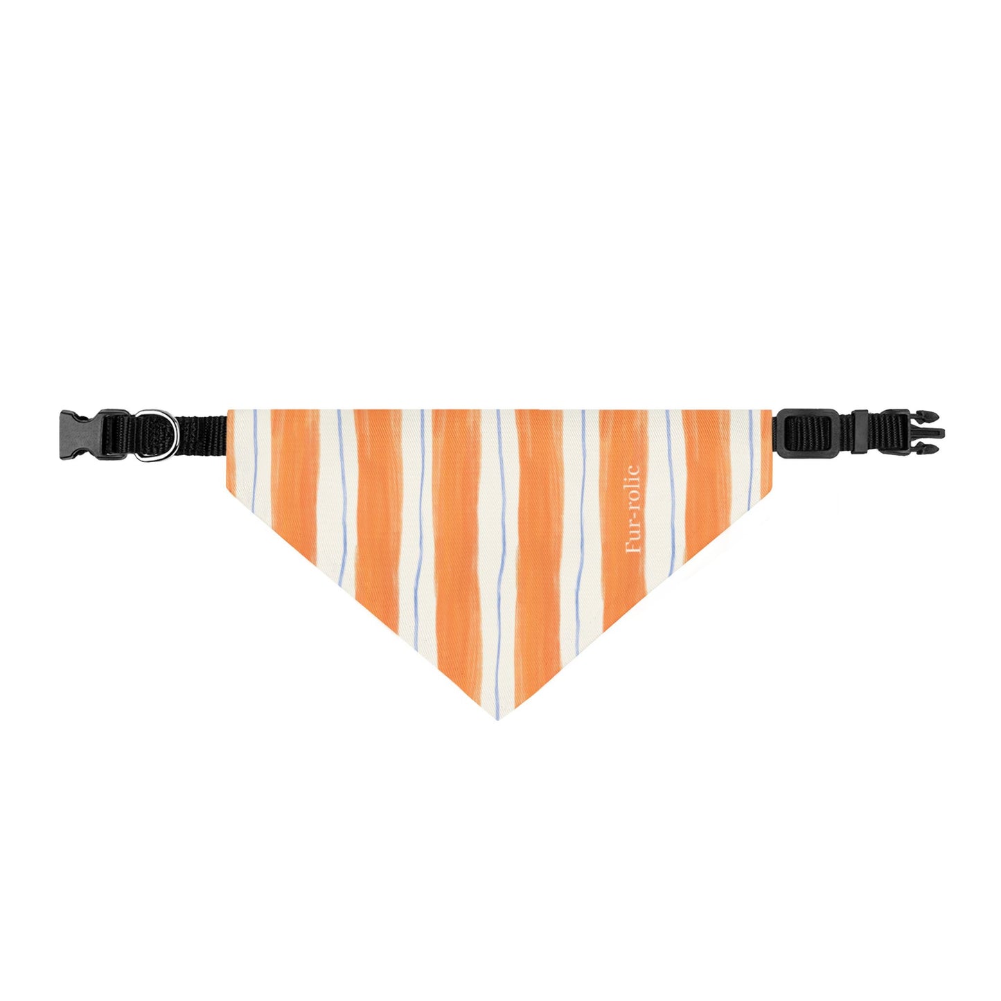 Striped Clip-On Pet Bandana — Orange & White Casual Collar Accessory Made in USA