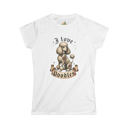 I Love Poodles Women's Tee — Cute Vintage Poodle Graphic Shirt