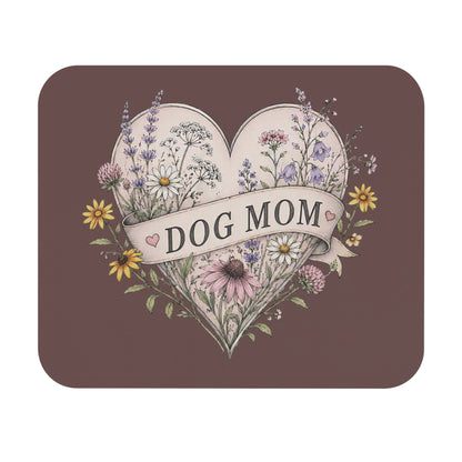 Dog Mom Floral Mouse Pad — Heart-shaped Wildflower Design