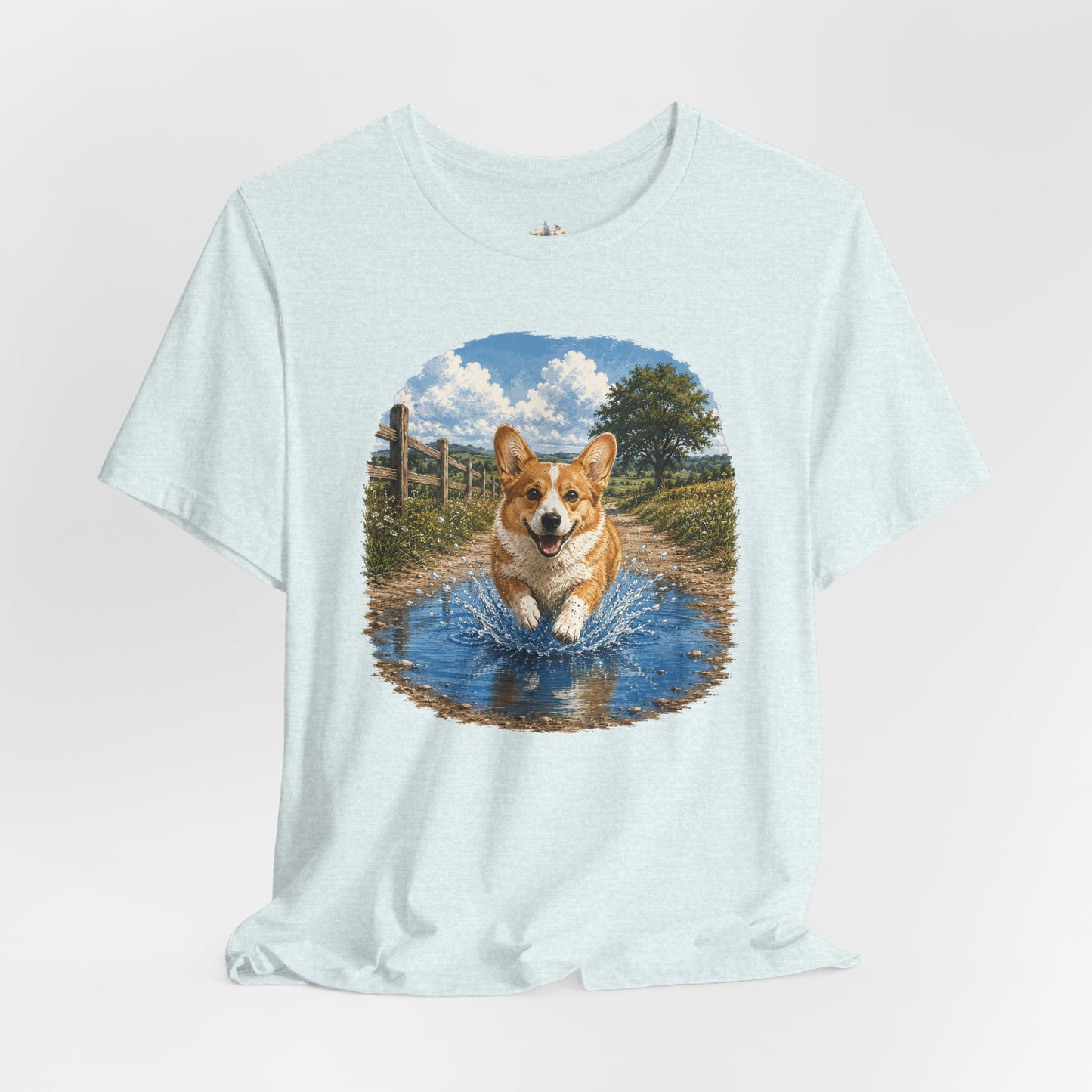 Corgi Splash T-Shirt — Playful Dog Graphic Tee