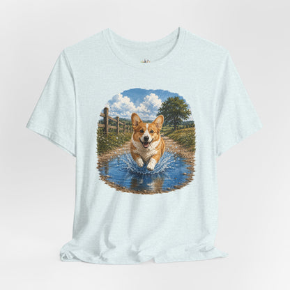 Corgi Splash T-Shirt — Playful Dog Graphic Tee