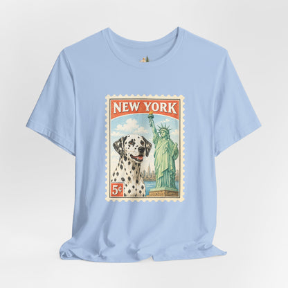 New York Dalmatian T-Shirt | Statue of Liberty Vintage Postage