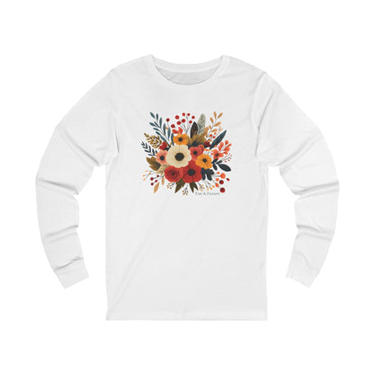 Women's Floral Bouquet Long Sleeve Tee — Autumn Wildflower Graphic