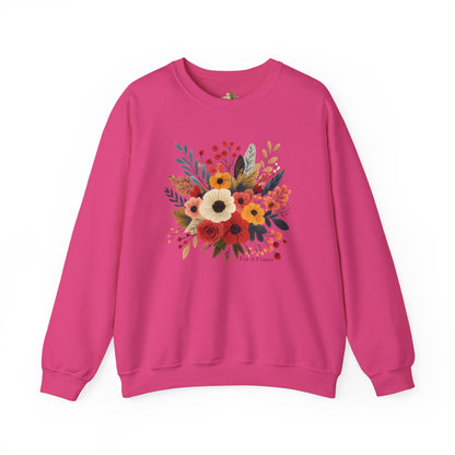 Floral Bouquet Crewneck Sweatshirt — Autumn Wildflower Graphic