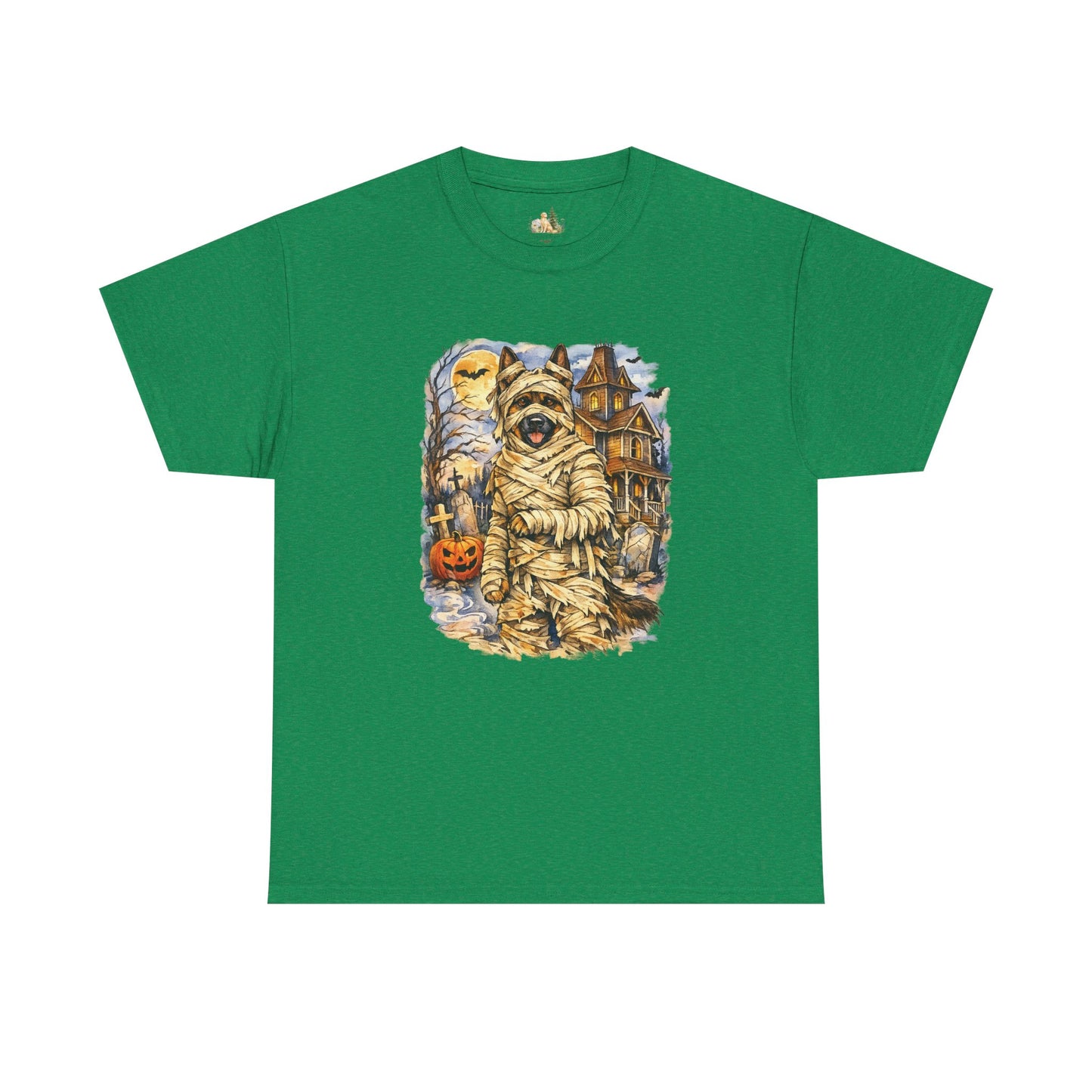 Unisex Mummy German Shepherd Halloween T-Shirt - What Tails Lurk Behind The Pines Collection (Heavy Weight Tee)