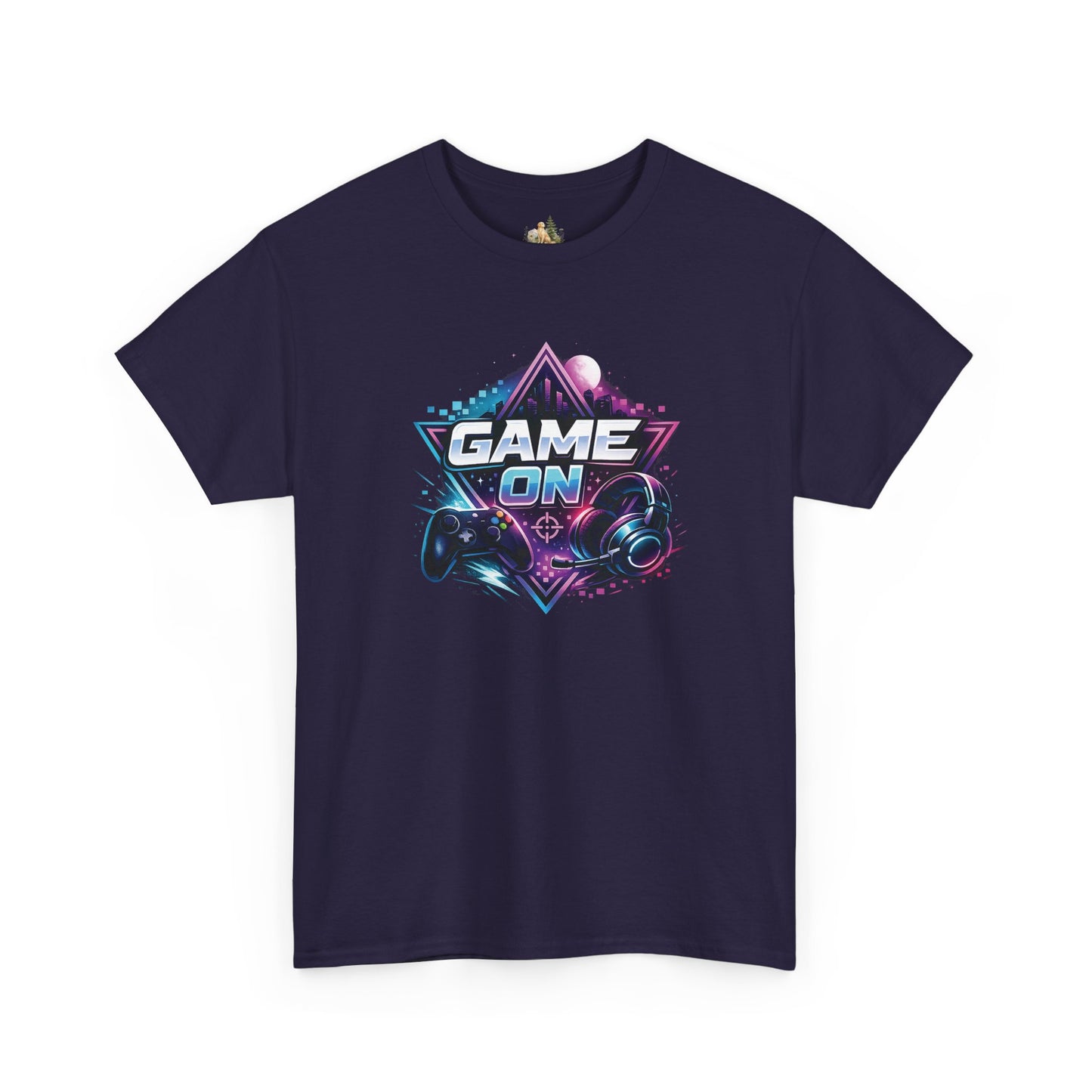 Game On T-Shirt — Retro Neon Gamer Tee with Controller Graphic (Heavy Weight Tee)