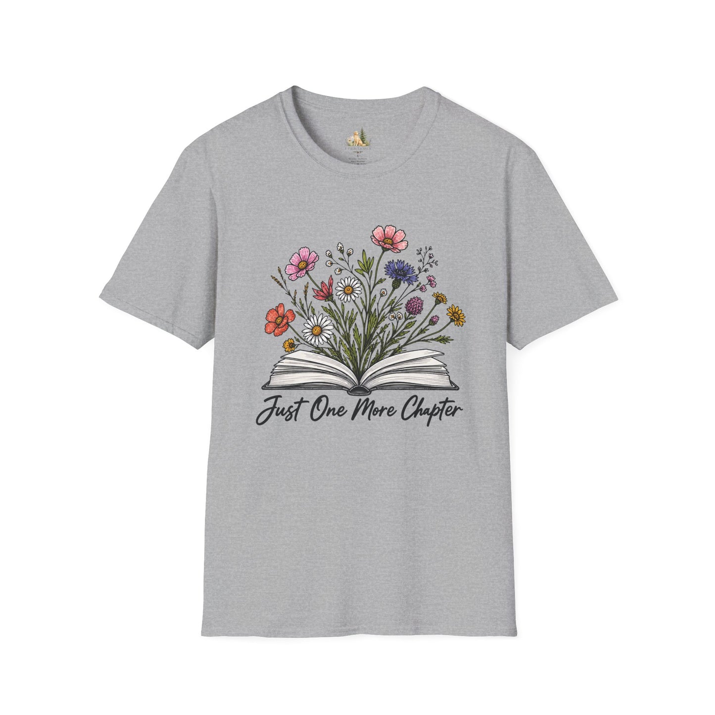 Floral Book Tee — “Just One More Chapter” Graphic T-Shirt