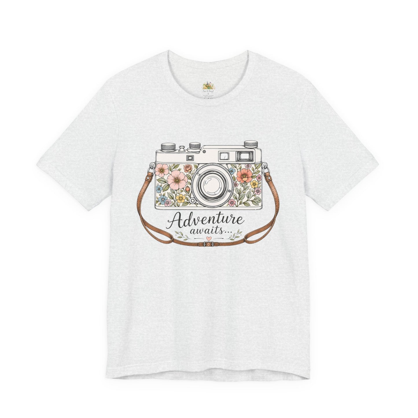 Floral Vintage Camera Adventure Awaits T-Shirt | Photography Travel Tee