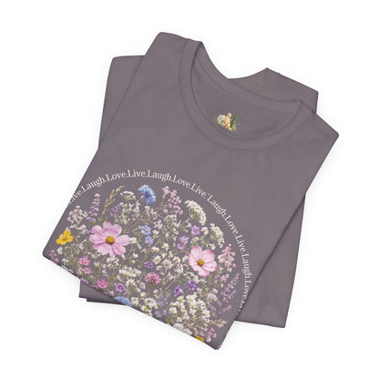 Wildflower Circle T-Shirt — Floral 'Love' Typography Tee