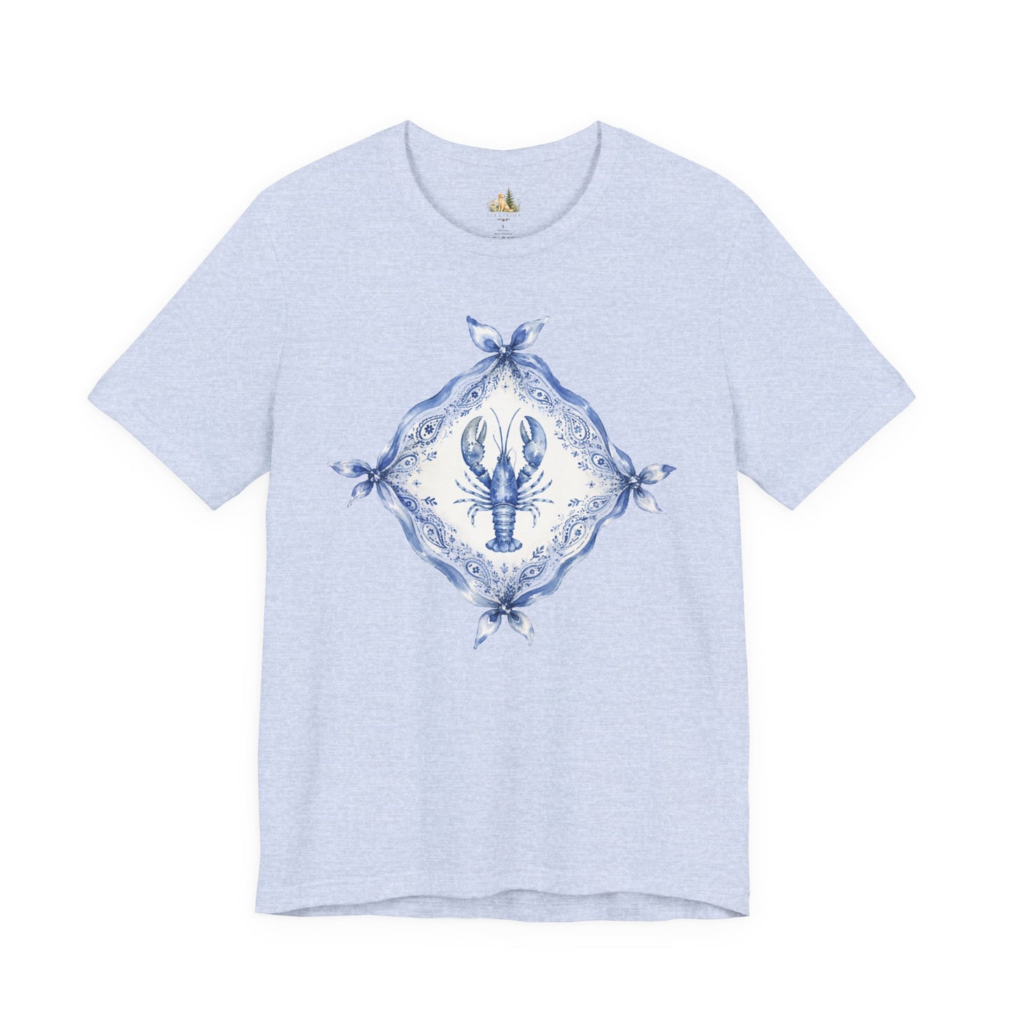 T-Shirt — Blue Delft Lobster Bandana Graphic Tee