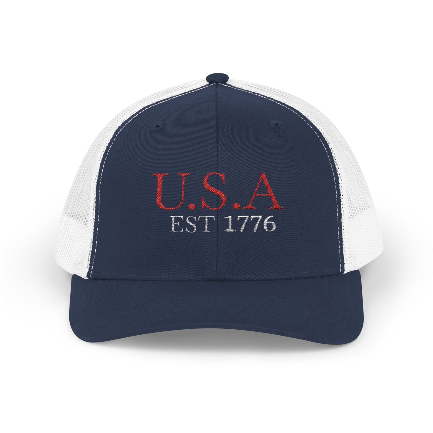 USA EST 1776 Snapback Trucker Cap — Patriotic American Flag Style