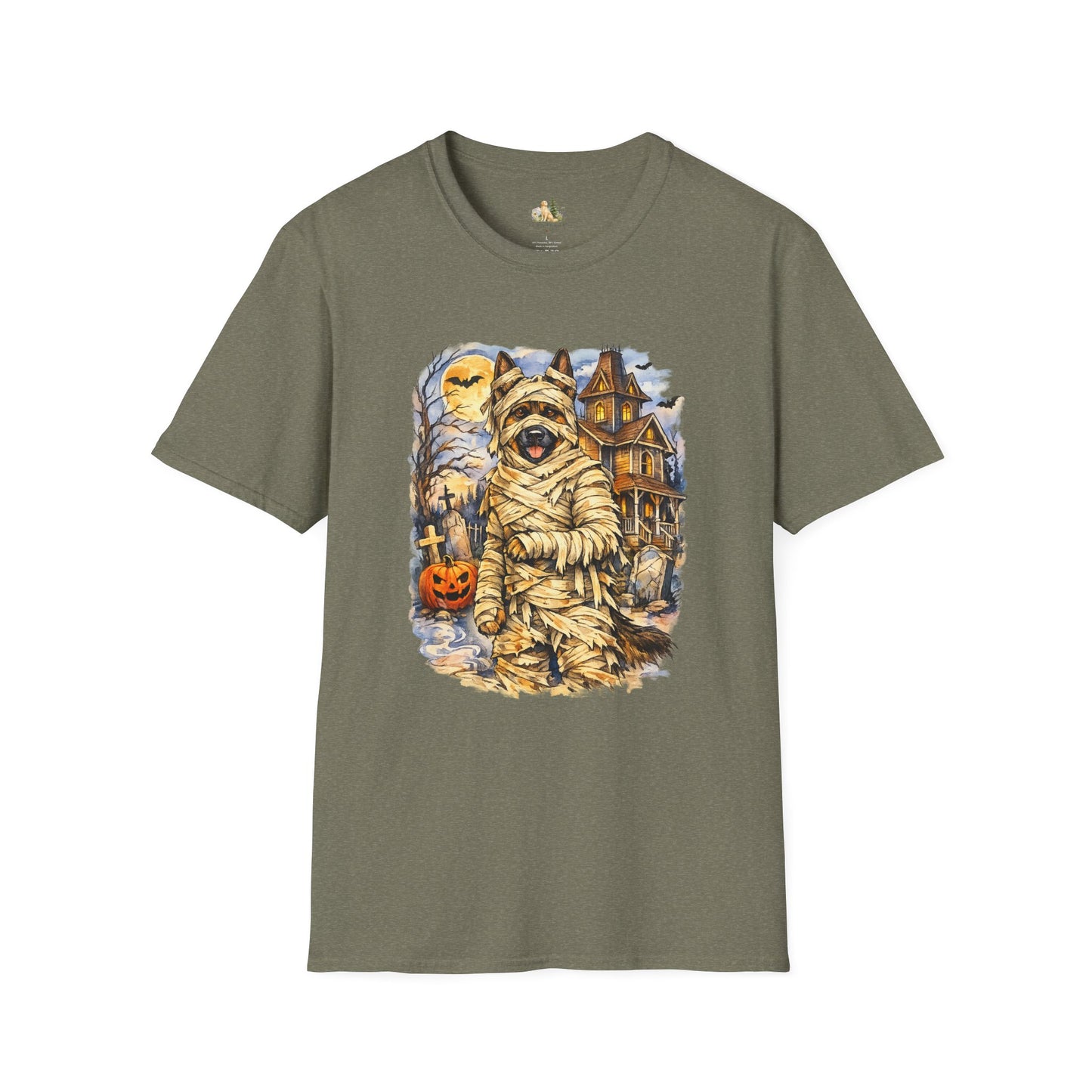 Unisex Mummy German Shepherd Halloween T-Shirt - What Tails Lurk Behind The Pines Collection