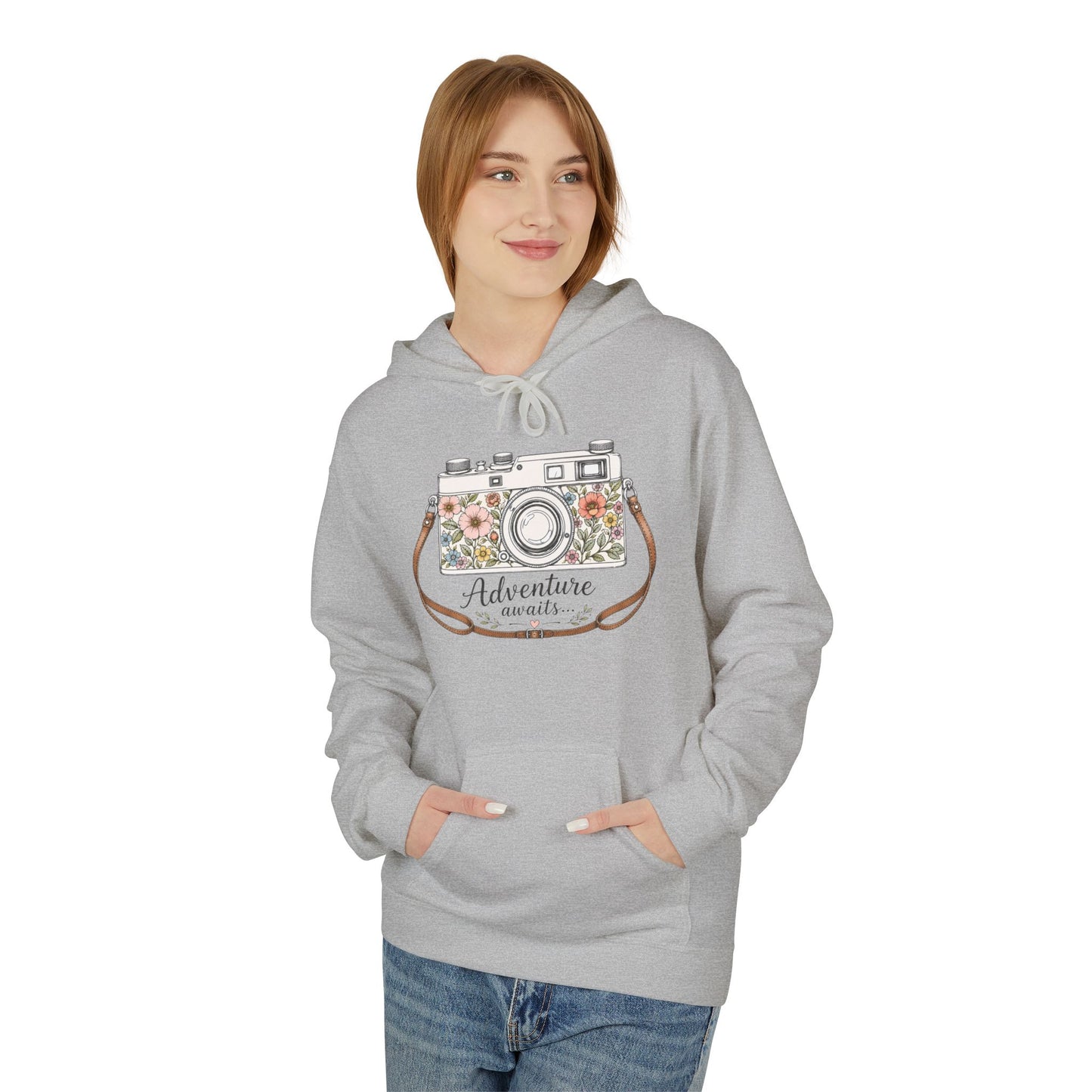 Adventure Camera Hoodie | Vintage Film Camera Illustration, Floral Travel Design