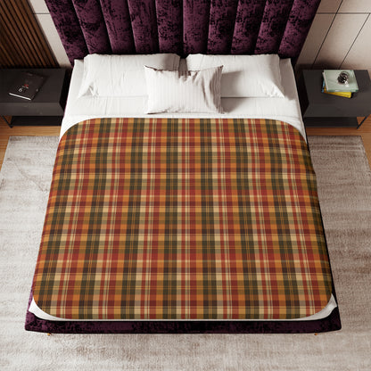 Autumn Plaid Sherpa Blanket — Cozy Fall Throw for Living Room & Cabin
