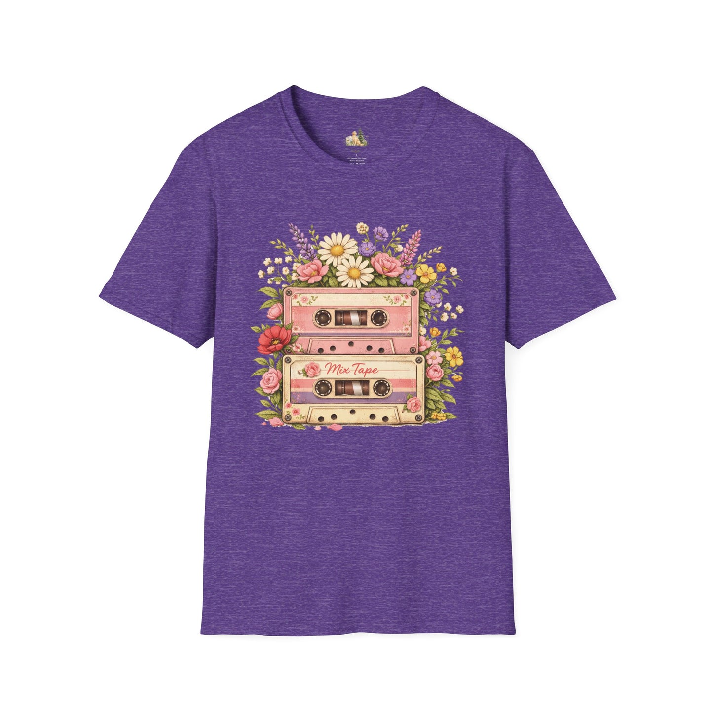 Retro Floral Cassette T-Shirt — Mix Tape Design for Music Lovers (Light Weight Ulta Soft Tee)
