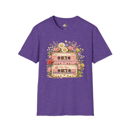 Retro Floral Cassette T-Shirt — Mix Tape Design for Music Lovers (Light Weight Ulta Soft Tee)