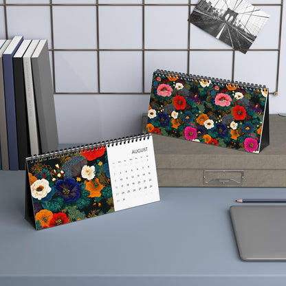 2026 Floral Desk Calendar — Colorful Botanical Desktop Planner (Grid Dates)