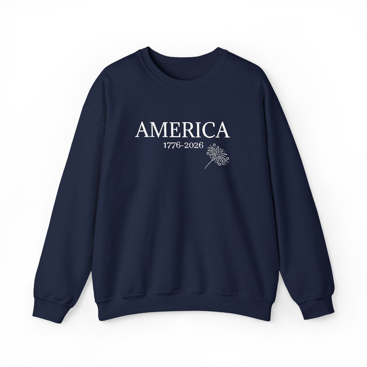 Unisex Embroidered America 1776-2026 Unisex Crewneck Sweatshirt — Patriotic Design