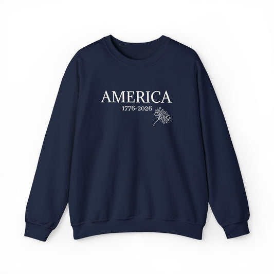 Unisex Embroidered America 1776-2026 Unisex Crewneck Sweatshirt — Patriotic Design