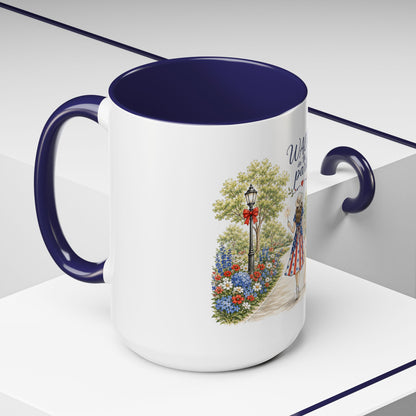 Walk in the Park girl with dog Mug | Accent coffee mug 11oz 15oz