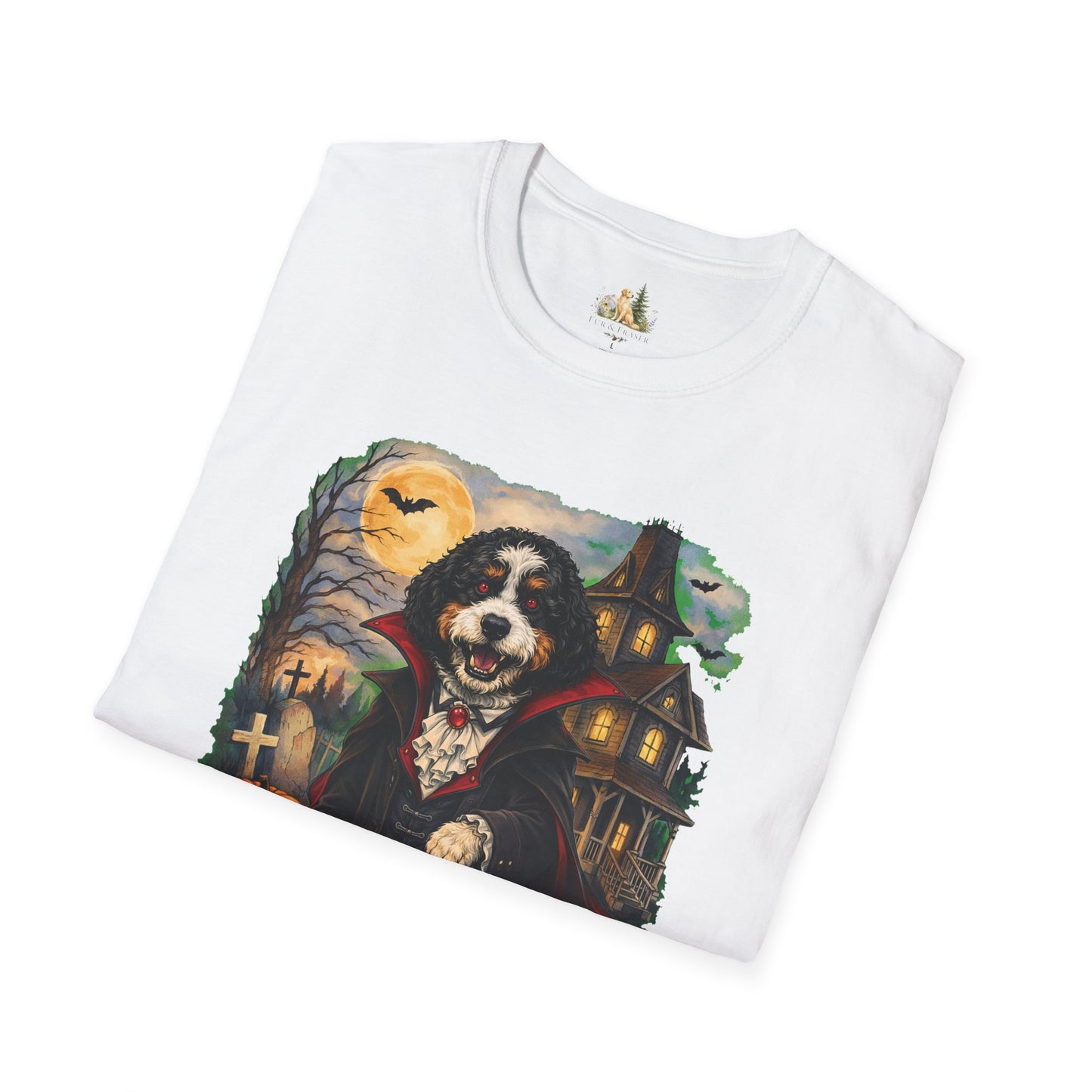 Unisex Halloween Bernese Mountain Dog Costume Tee – What Tails Lurks Behind The Pines Collection
