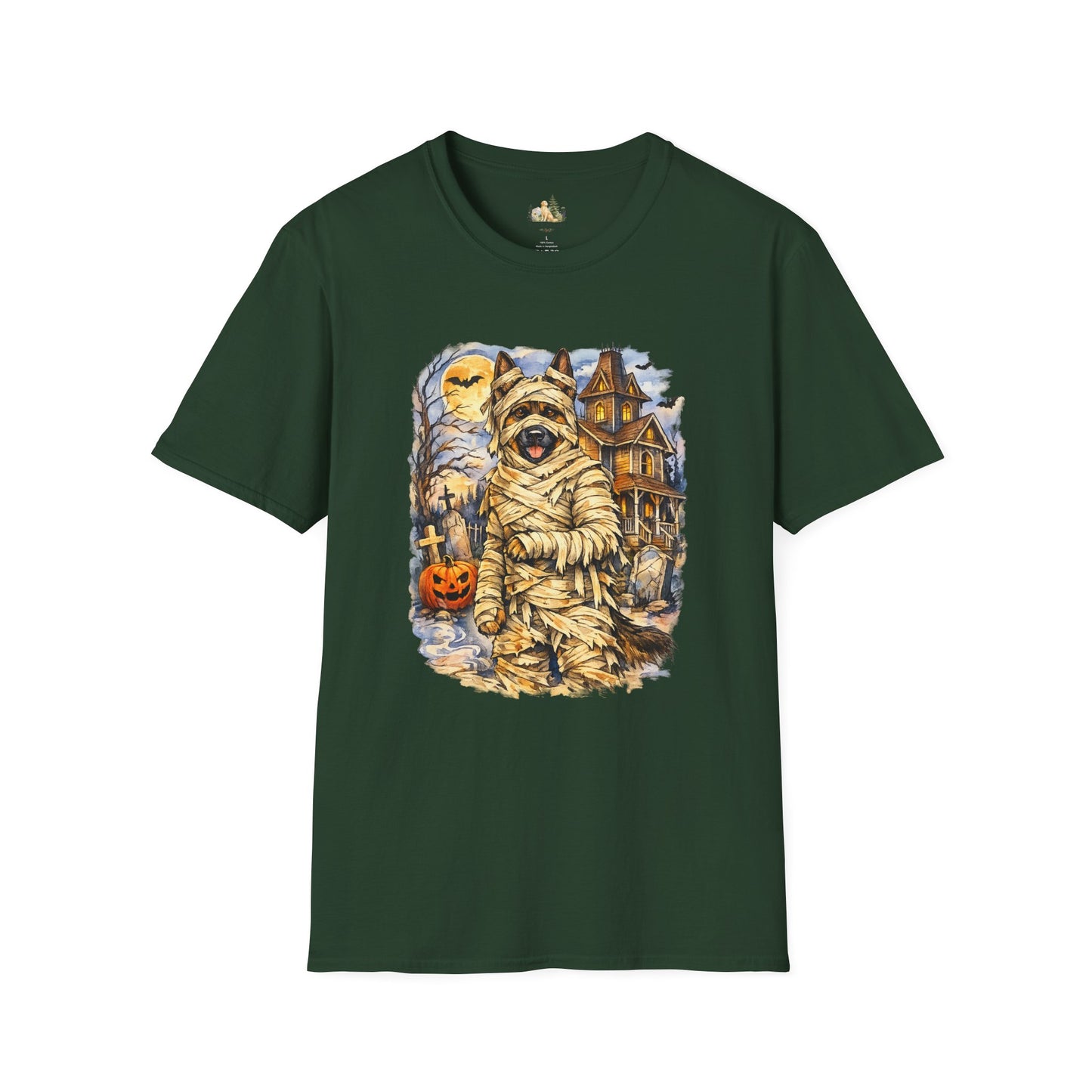 Unisex Mummy German Shepherd Halloween T-Shirt - What Tails Lurk Behind The Pines Collection