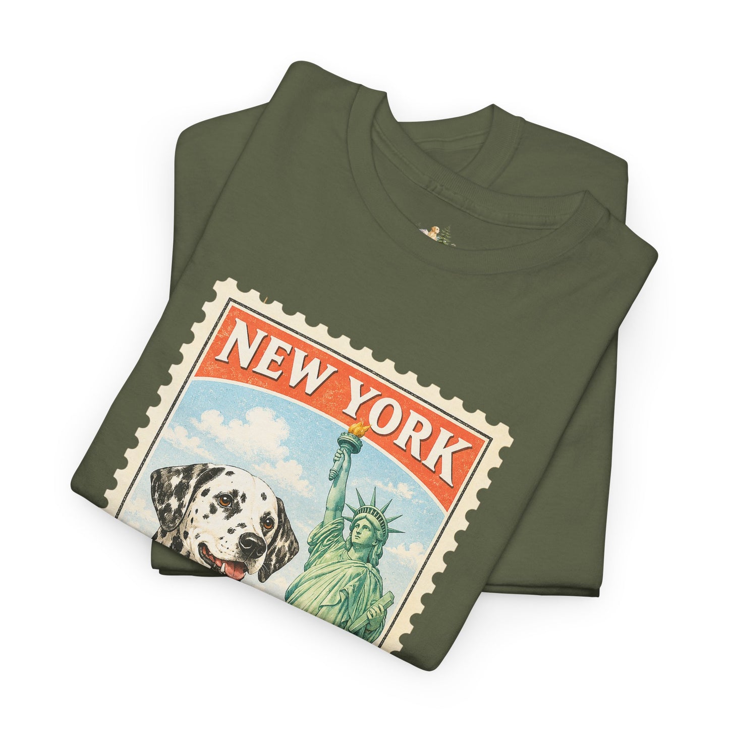 New York Dalmatian T-Shirt | Statue of Liberty Vintage Postage (Heavy Weight Tee)