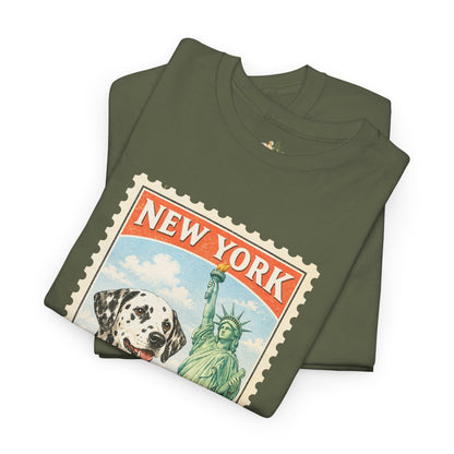 New York Dalmatian T-Shirt | Statue of Liberty Vintage Postage (Heavy Weight Tee)