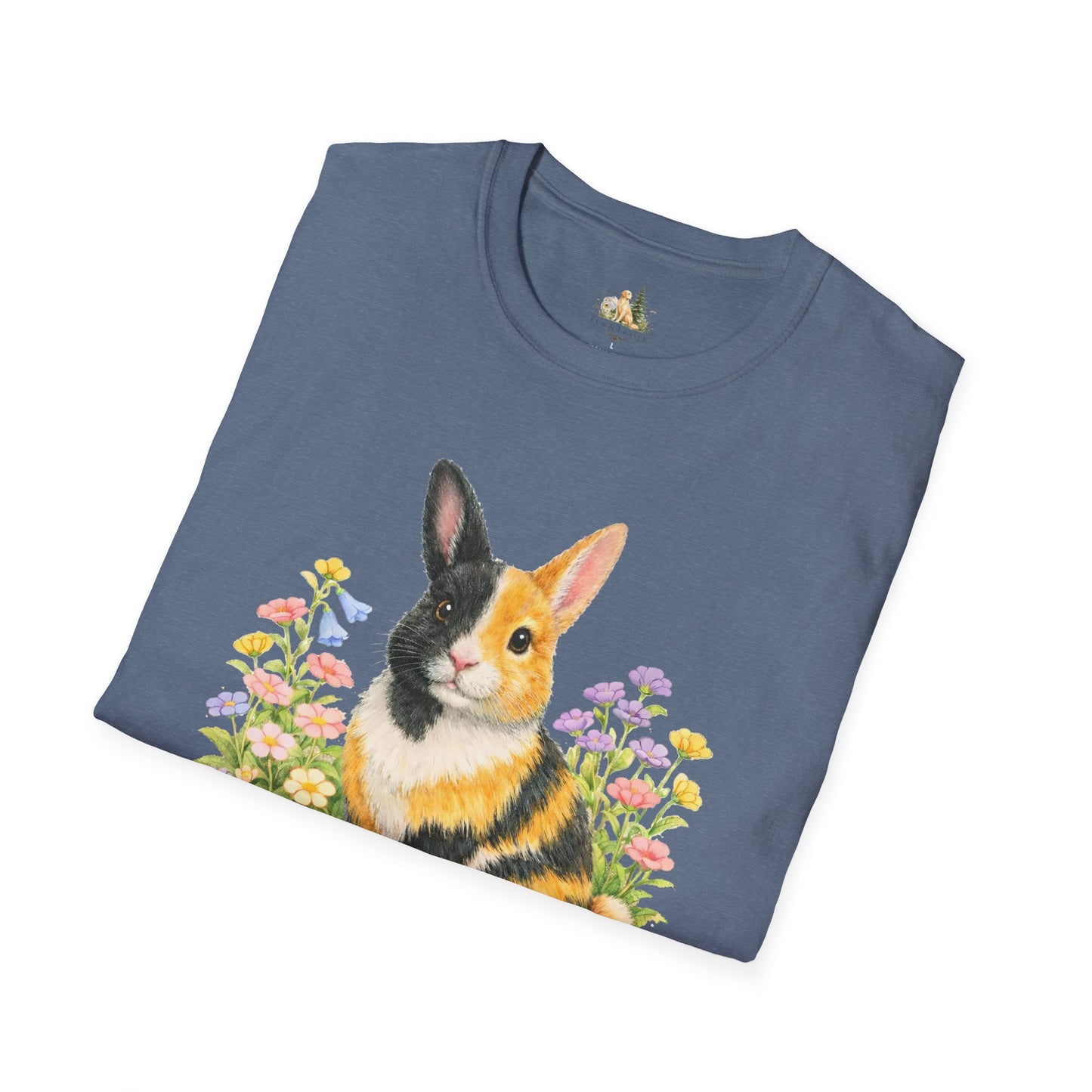 Harlequin Rabbit Floral T-Shirt (Light Weight, Ultra Soft)