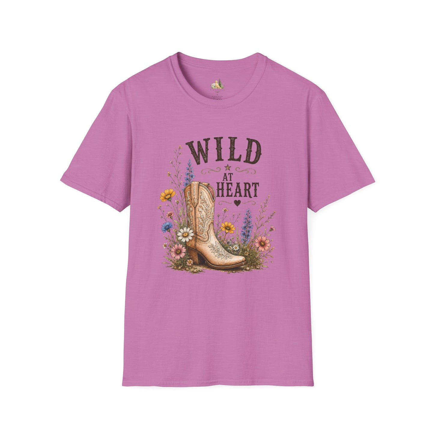 Wild at Heart Cowboy Boot T-Shirt – Floral Western Graphic Tee (Light Weight, Ultra Soft Tee)