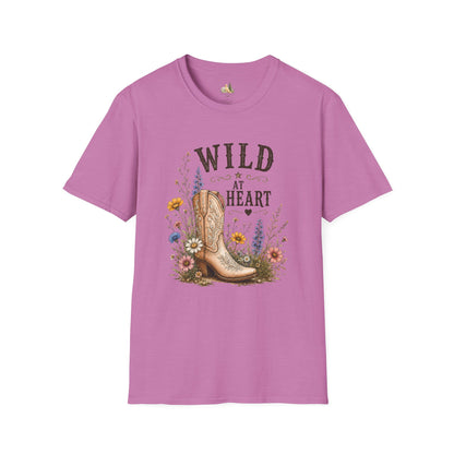 Wild at Heart Cowboy Boot T-Shirt – Floral Western Graphic Tee (Light Weight, Ultra Soft Tee)