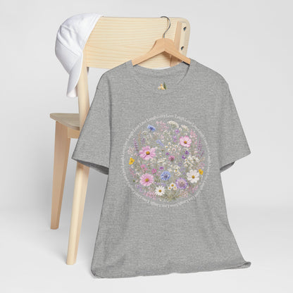 Wildflower Circle T-Shirt — Floral 'Love' Typography Tee