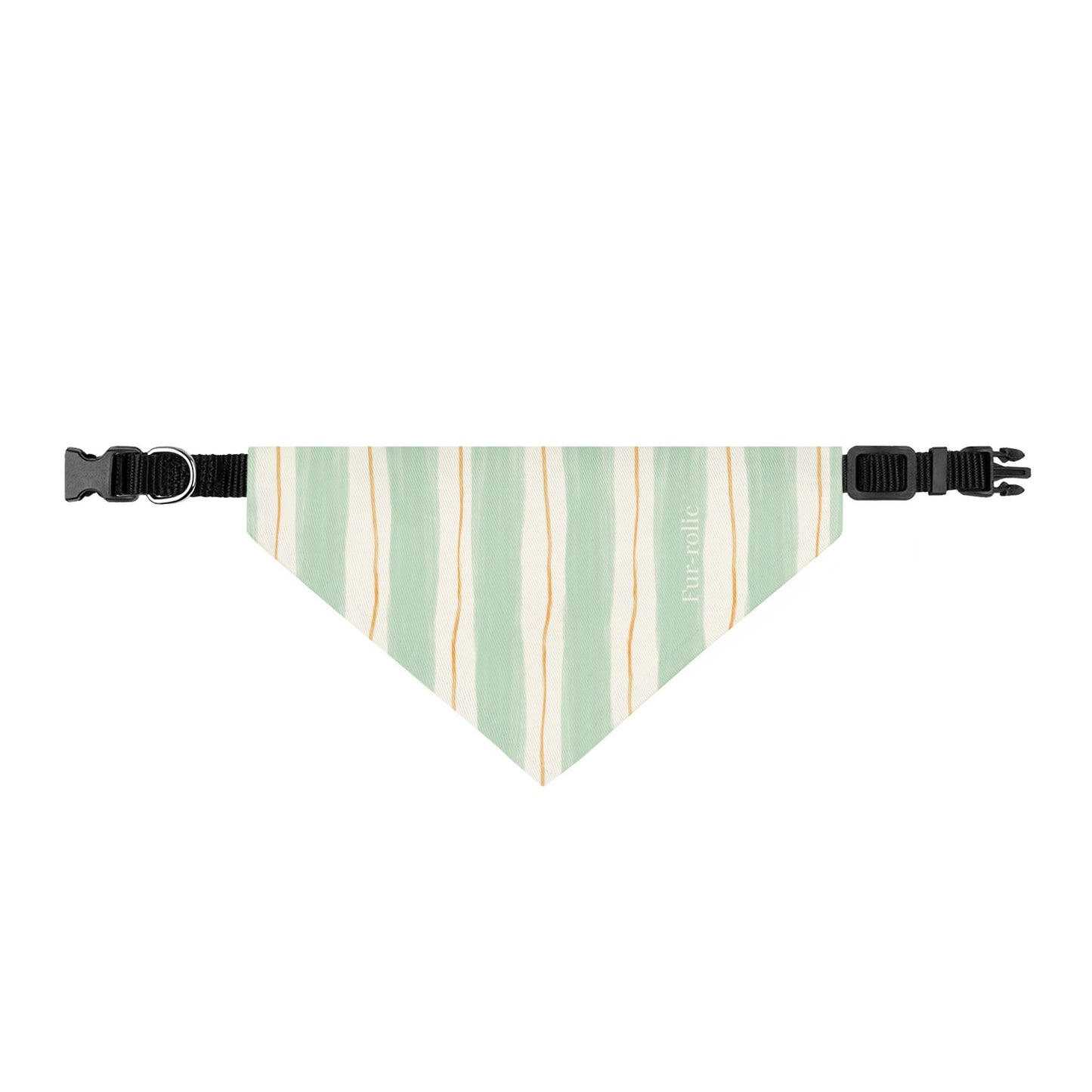 Striped Clip-On Pet Bandana — Mint & Cream Casual Dog Accessory
