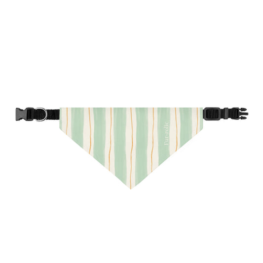 Striped Clip-On Pet Bandana — Mint & Cream Casual Dog Accessory