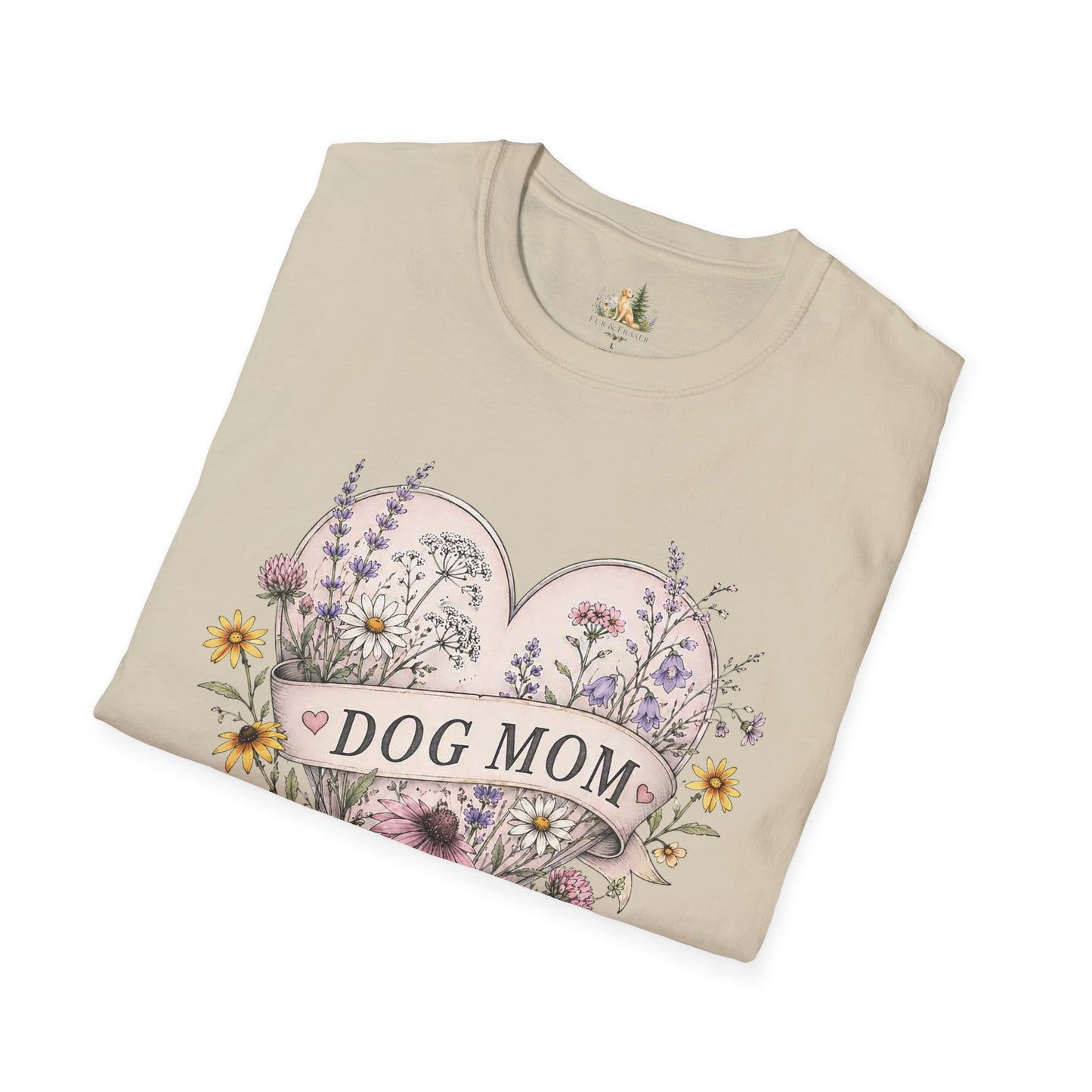 Dog Mom Floral Heart T-Shirt (Light Weight, Ultra Soft)