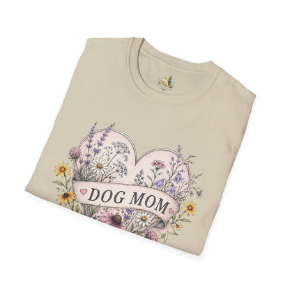 Dog Mom Floral Heart T-Shirt (Light Weight, Ultra Soft)
