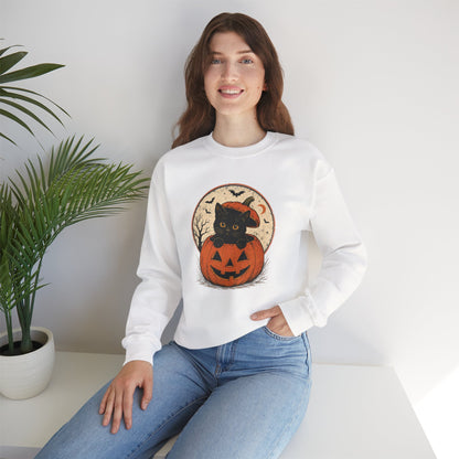 Halloween Black Cat Pumpkin Sweatshirt